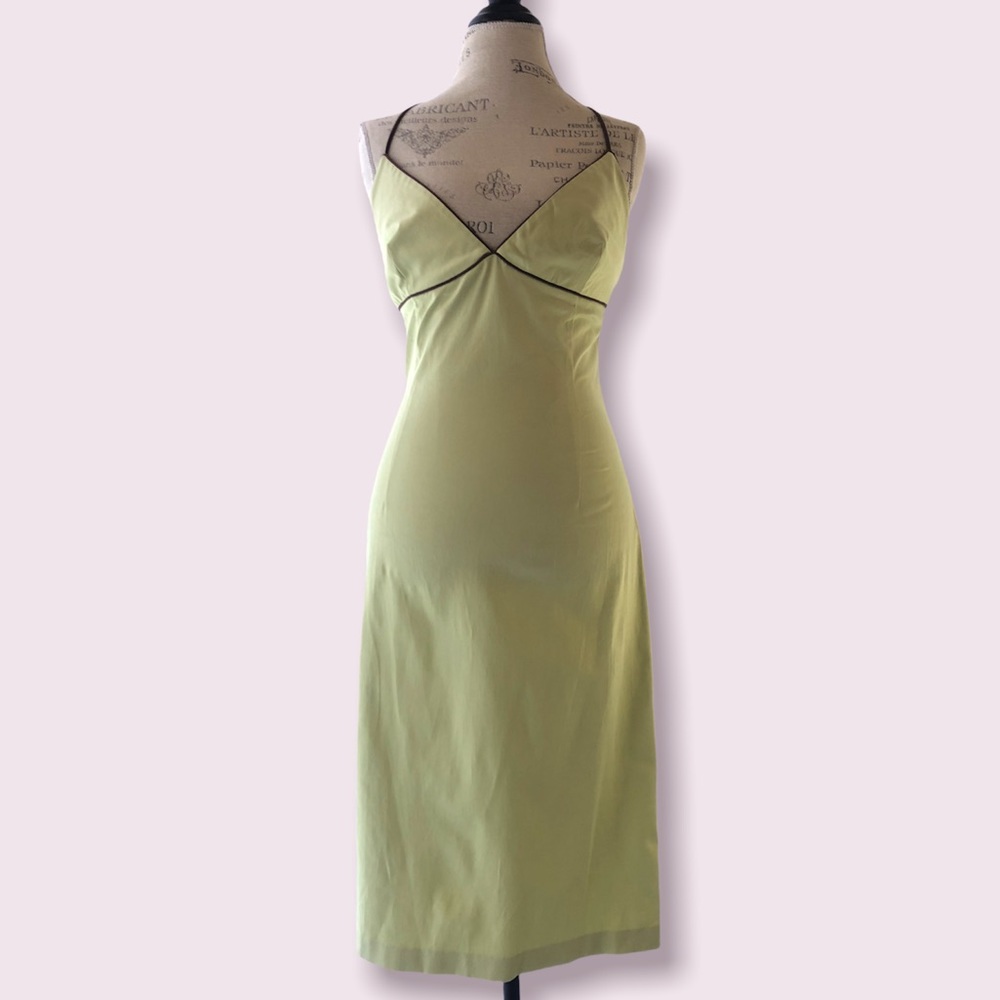NWT Light Green Spaghetti Strap Criss Cross Back Midi Dress